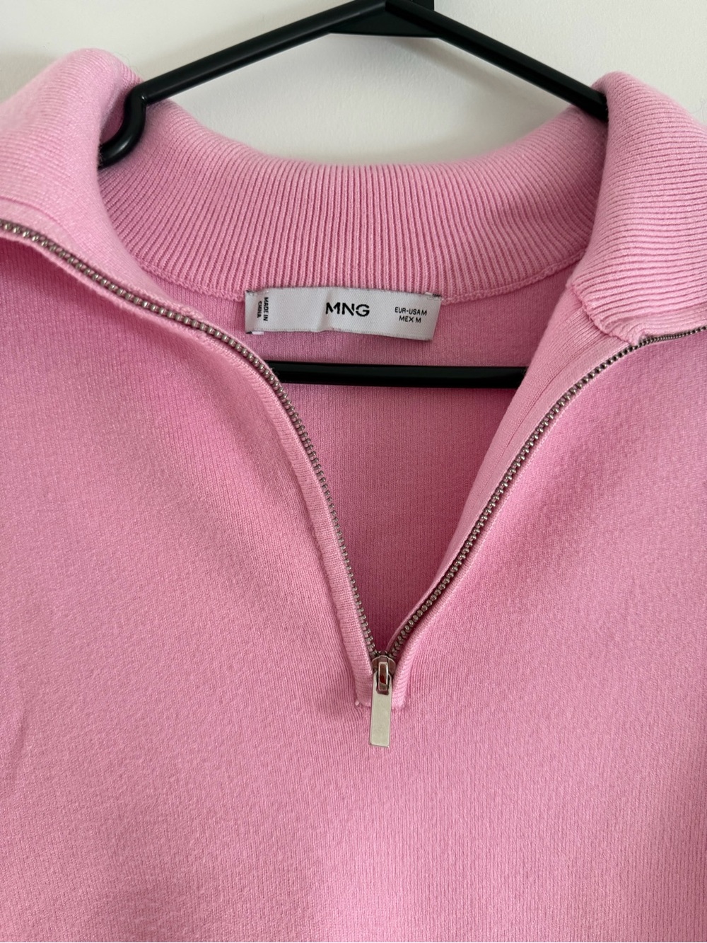 Mango Pink Half-Zip Crewneck Sweater